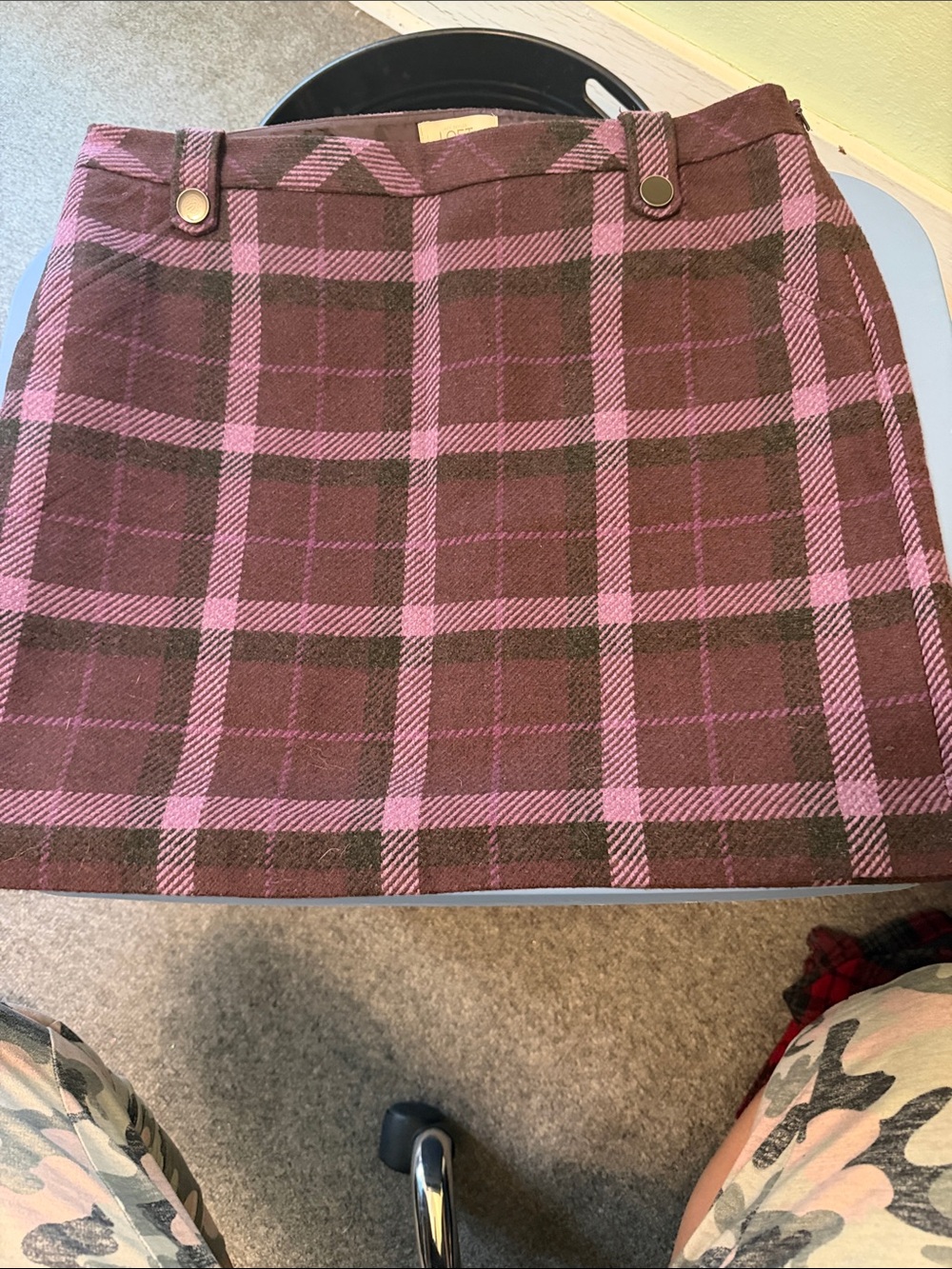 LOFT Plum Plaid Mini Skirt with light purple Windowpane